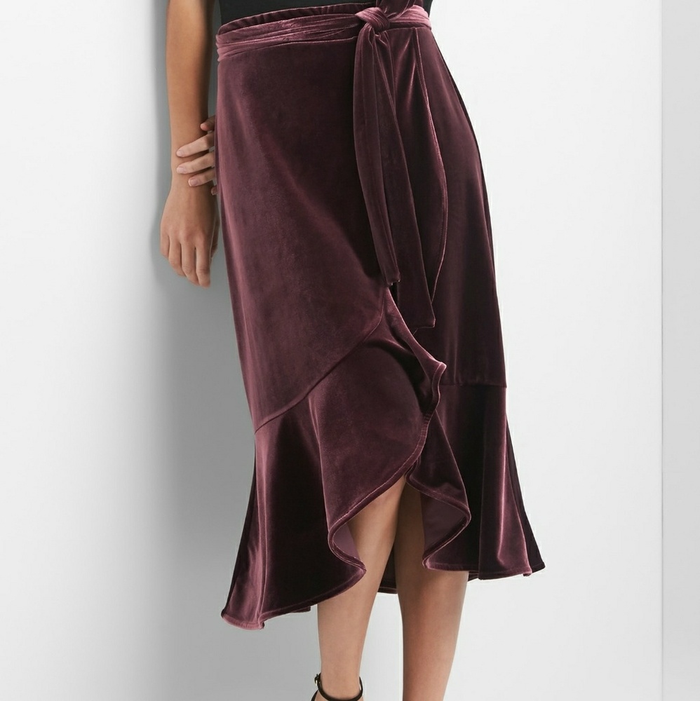 Gap Dark Red Maroon Velvet Wrapped Skirt